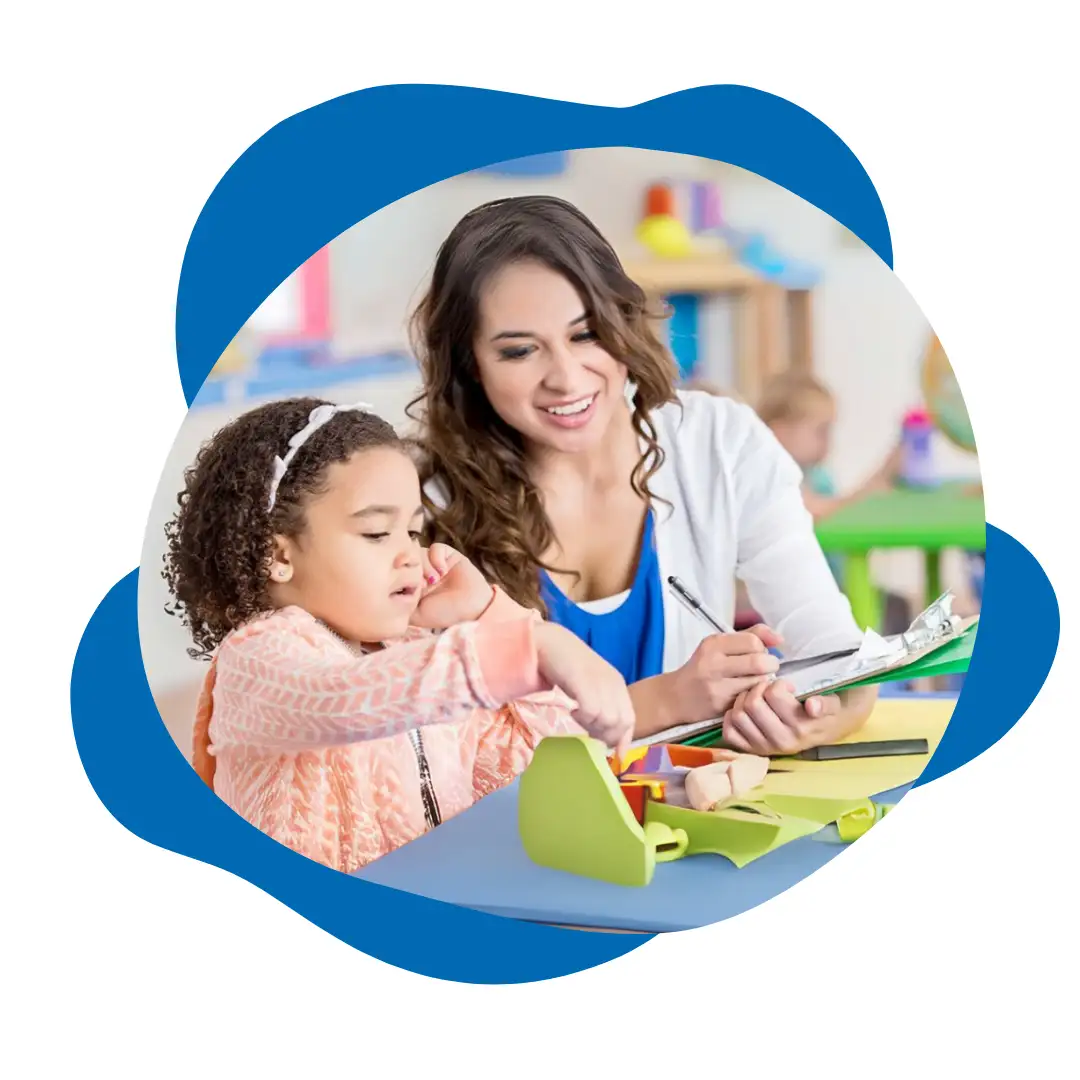 Autism Test Clinician administering an autism test to a young child