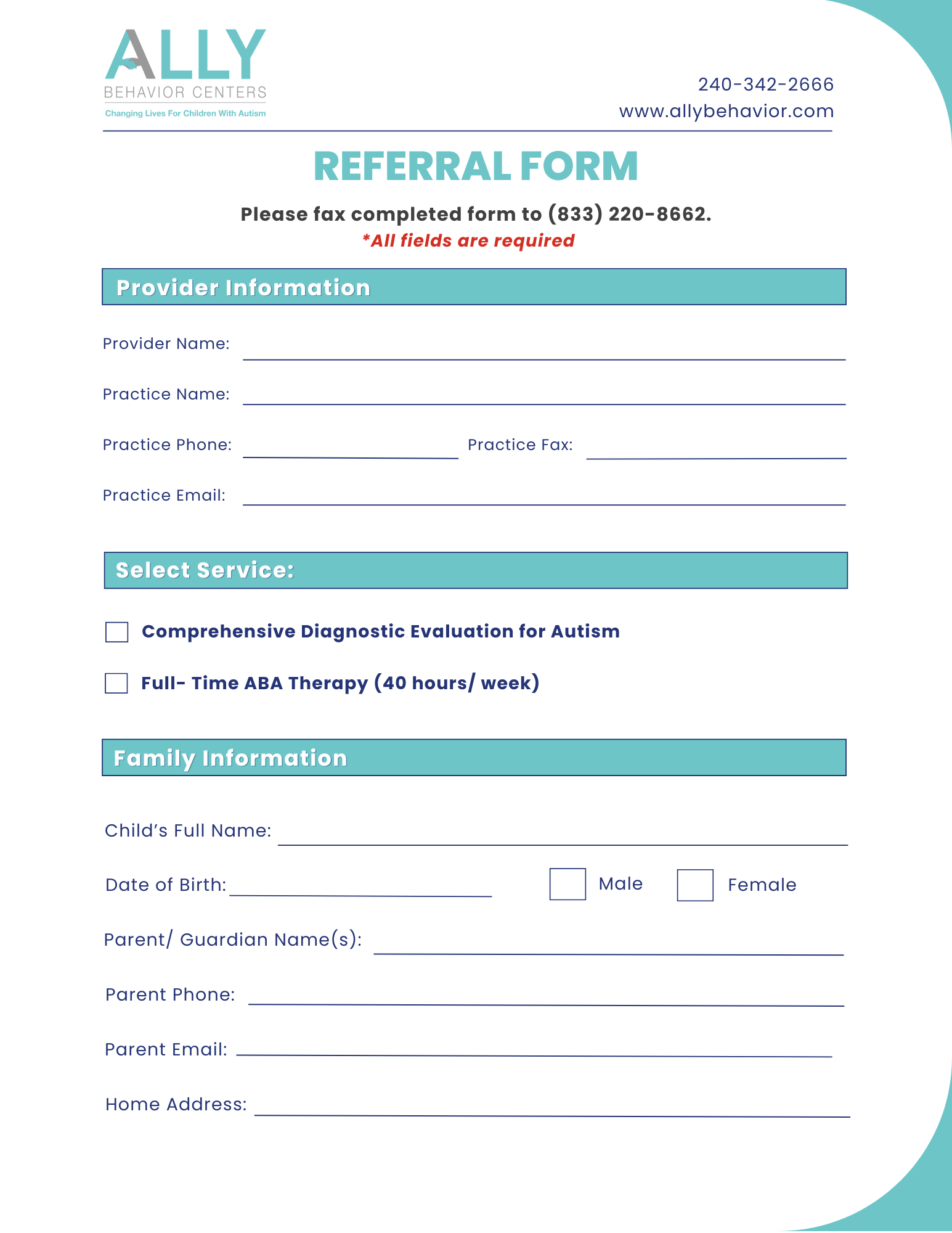 Ally Behavior Fax Referral Form (1)