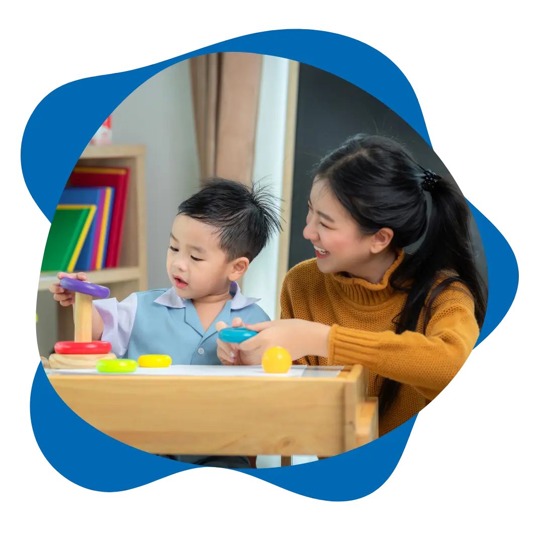 A child at Ally Behavior's Manassas, VA center during ABA therapy.