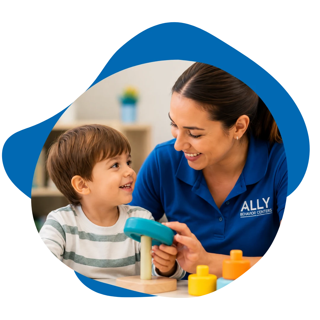 A child at Ally Behavior's Fredericksburg, VA center during ABA therapy.